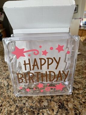 Clear Acrylic Block, Happy Birthday sign